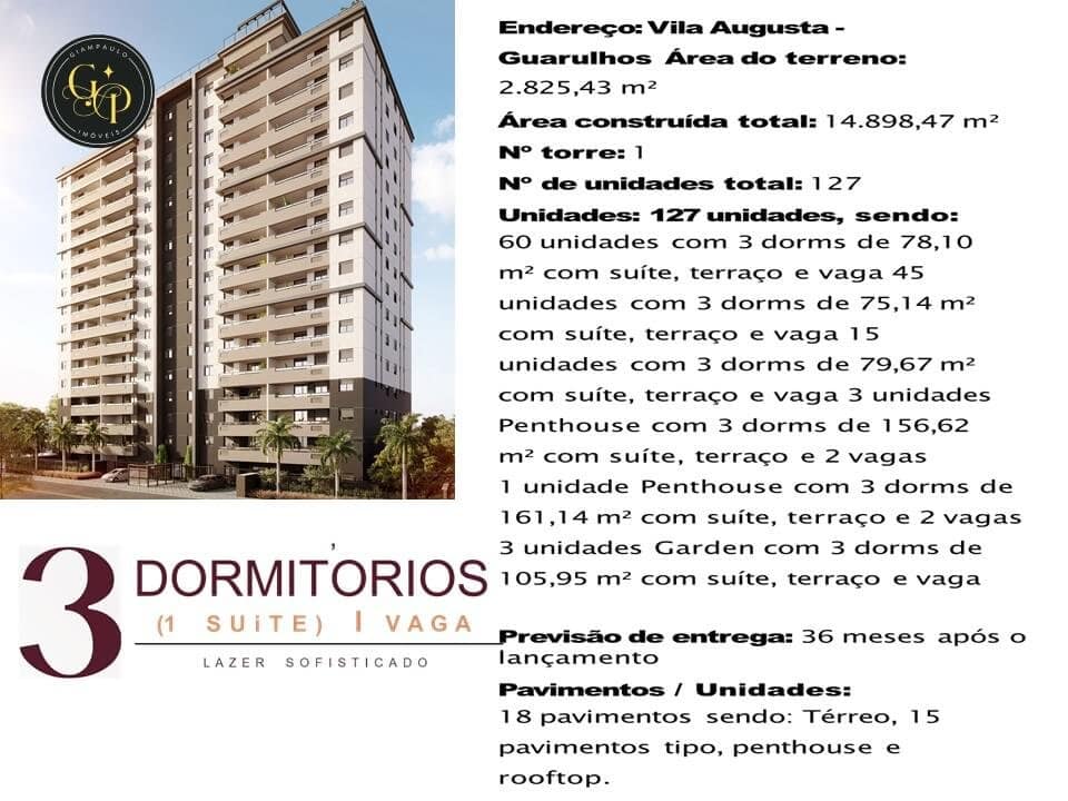 Apartamento 3 dormitórios na Vila Augusta: O Design Encontra a Sofisticação na Melhor Localização de Guarulhos